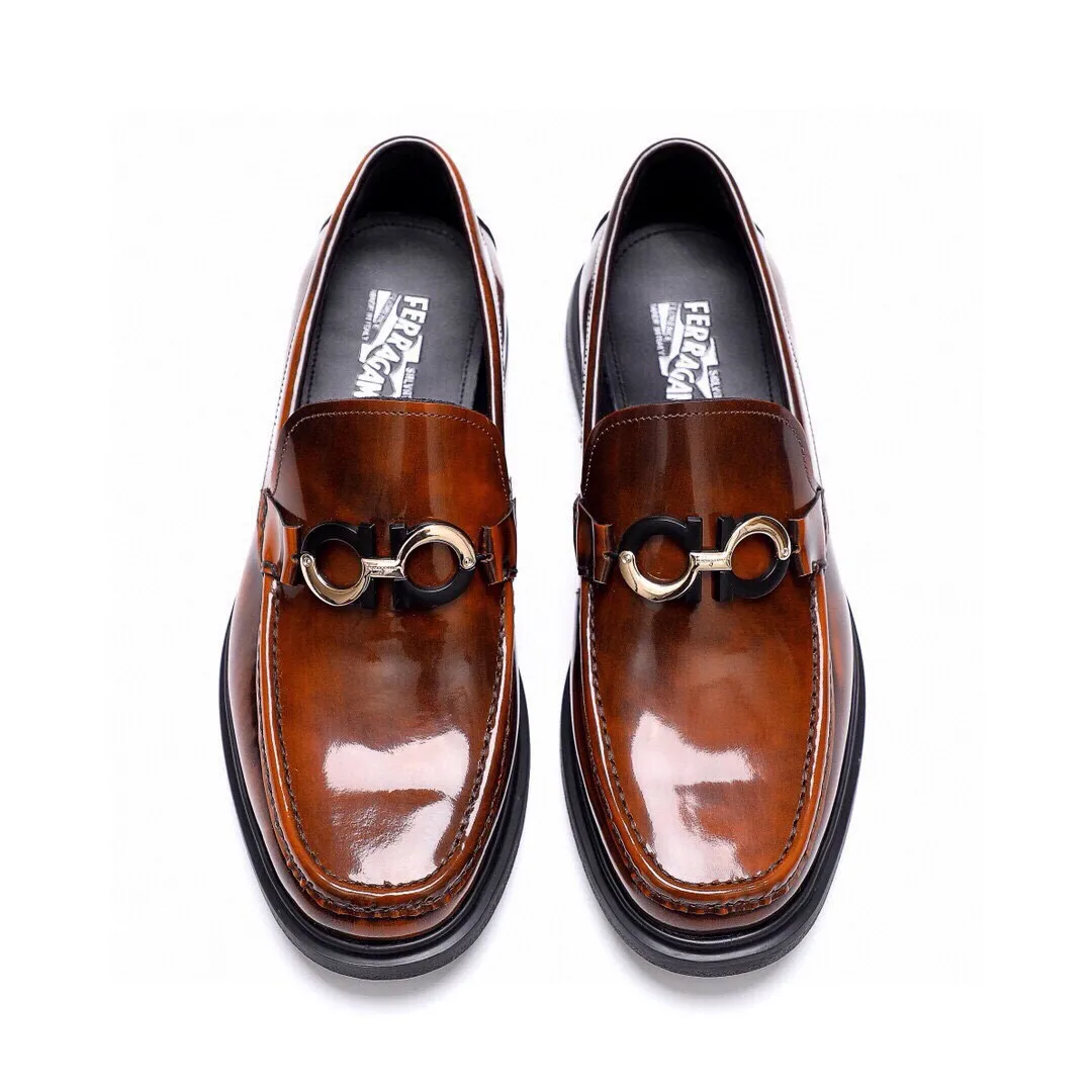 Men's shoes 💰520 💐[Ferragamo/Ferragamo] New 🐲Ferragamo* Ferragamo classic formal leather shoes! It is made of imported first-layer open-edge beaded cowhide leather upper + luxurious hardware buckle, and the inner layer is comfortable first-layer cowhide 🐂 leather lining! Original rubber outsole! Code number 38-44 (45🉑️customized)